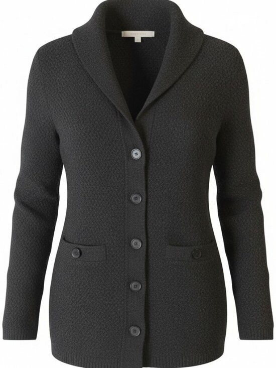 Patagonia Women's Black Merino Wool Full Button Up Cardigan. Size XL - Picture 1 of 7